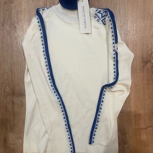 Dale of Norway Women's White and Blue Turtleneck Sweater